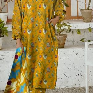 Digital Khaddar All Over Print 3pc Suit (Unstitched)