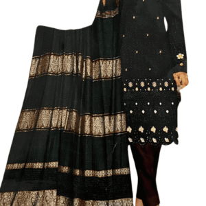 Embroidered Dhanak Bana Dora 3pc Suit (Unstitched)