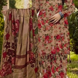 Digital Stapple Viscose 3pc Suit ( Unstitched)